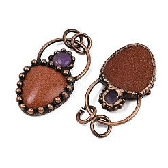 Natural & Synthetic Mixed Gemstone & Natural Amethyst Pendants&nbsp;G-Z101-06R