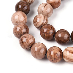 Natural Wood Lace Stone Wooden Jasper Beads Strands&nbsp;G-T143-30A-04