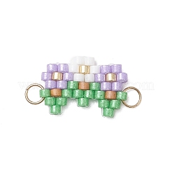 Glass Seed Beaded Connector Charms&nbsp;PALLOY-MZ01210