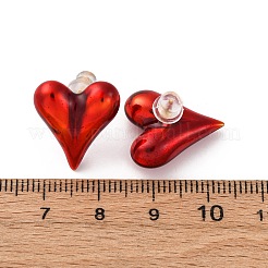 Heart Brass Enamel Stud Earrings&nbsp;EJEW-S274-01G