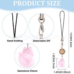Cell Phone Strap Charm Fox Glass & Ivory Nut Charm Hanging Keychain for Women&nbsp;HJEW-PH01836