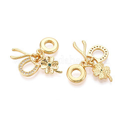 Brass Micro Pave Cubic Zirconia European Dangle Charms&nbsp;KK-N271-15G