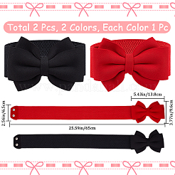 2Pcs 2 Colors Cloth Bowknot Sash Tie Elastic Chain Belt&nbsp;AJEW-CP0008-11