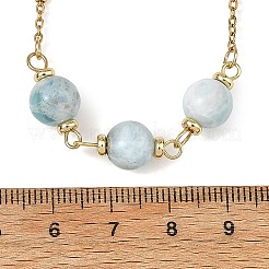 Natural Larimar Round Beads Pendant 304 Stainless Steel Satellite Chain Necklace for Women&nbsp;NJEW-JN06609