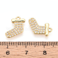 Brass Micro Pave Clear Cubic Zirconia Pendants&nbsp;KK-T077-41G