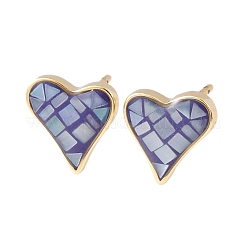 Brass Enamel Heart Stud Earrings&nbsp;EJEW-I322-08G