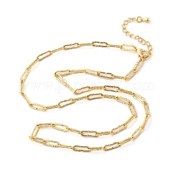 Brass Textured Paperclip Chain Necklaces for Women Men&nbsp;NJEW-F337-02G-02