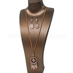 Bohemian Style Alloy & Wood & Synthetic Turquoise Pendant Necklaces & Dangle Earrings Sets&nbsp;WG14320-02
