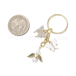 2Pcs Butterfly Alloy Acrylic & Rhinestone & Angle Pendant Keychains&nbsp;KEYC-JKC01251