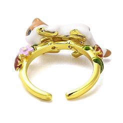 Brass Micro Pave Cubic Zirconia Cuff Rings&nbsp;RJEW-D024-01G