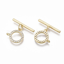Brass Micro Pave Clear Cubic Zirconia Toggle Clasps&nbsp;KK-T063-016B-NF