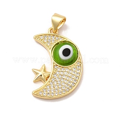 Rack Plating Brass Micro Pave Clear Cubic Zirconia Pendants&nbsp;LAMP-A153-01G-M