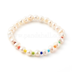 3Pcs 3 Styles Natural Cultured Freshwater Pearl Stretch Beaded Bracelets Sets&nbsp;BJEW-JB06266