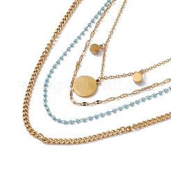 Synthetic Turquoise Sun Pendant Multi Layered Necklace with Plastic Beaded&nbsp;NJEW-P269-18B-G