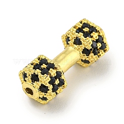 Brass Micro Pave Black Cubic Zirconia Beads&nbsp;KK-G493-34A-G01