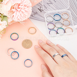 16Pcs 4 Colors 201 Stainless Steel Plain Band Rings Set for Women&nbsp;RJEW-BC0001-02