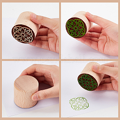 3Pcs 3 Styles Round Wooden Traditional Chinese Moon Cake Stamps&nbsp;AJEW-OC0004-19B