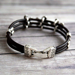 Alloy & Waxed Cord BBracelets for Women&nbsp;FS-WG70219-01