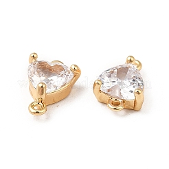 Brass Clear Glass Connector Charms&nbsp;KK-M233-37G