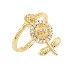 Brass Micro Pave Cubic Zirconia Pendant Finger Rings for Women&nbsp;RJEW-A090-02G