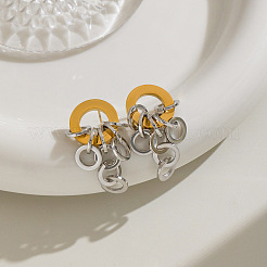 Two Tone 304 Stainless Steel Stud Dangle Earrings for Women&nbsp;WG3EDAB-01