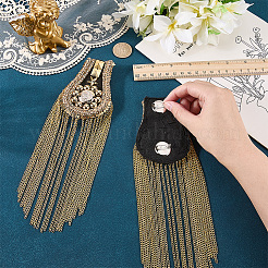 2Pcs Felt & Iron & Rhinestone Tassel Epaulette&nbsp;AJEW-CN0007-74B-G