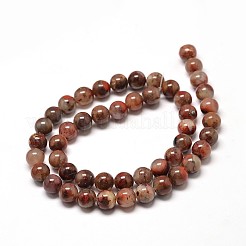 Natural Brecciated Jasper Round Bead Strands&nbsp;G-P072-12-10mm