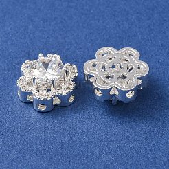 Brass Micro Pave Clear Cubic Zirconia Beads&nbsp;CU-CBAEC99-32S-01