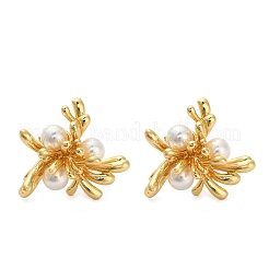 Flower Brass Stud Earring Findings&nbsp;KK-D102-05G