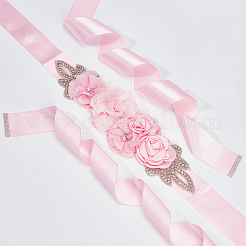 Rhinestone Flower with ABS Imitation Pearl Bridal Belt&nbsp;AJEW-WH0348-119A