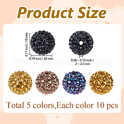 50Pcs 5 Colors Resin Rhinestone Beads&nbsp;RESI-PA0001-46