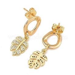Brass Micro Pave Clear Cubic Zirconia Dangle Stud Earrings for Women&nbsp;EJEW-JE07500