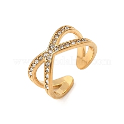 304 Stainless Steel Rhinestone Cuff Open Rings for Women&nbsp;RB-CBA2039-02G-01