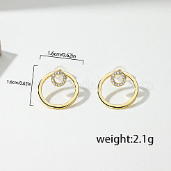 Brass Clear Cubic Zirconia Circle Stud Earrings&nbsp;VB4673