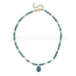 Natural Gemstone Pendant Faceted Round Gems and Natural Pearl Beaded Necklaces for Women&nbsp;NJEW-JN06351