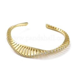 Brass Micro Pave Cubic Zirconia Cuff Bangles&nbsp;BJEW-D039-09G