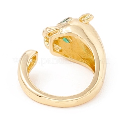 Yellow Green Cubic Zirconia Leopard Open Cuff Ring&nbsp;KK-E005-13G