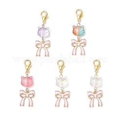5Pcs Glass & Alloy Enamel Pendant Decorations&nbsp;HJEW-JM04308