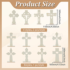 16Pcs 5 Styles Wood Cross Prayer Sculpture&nbsp;DJEW-PH0001-75