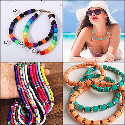 610Pcs 10 Colors Handmade Polymer Clay Bead Strands&nbsp;CLAY-SC0001-38C
