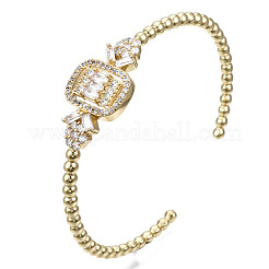 Sparkle Cubic Zirconia Ball Beaded Cuff Bangle for Her&nbsp;BJEW-N012-004-NF