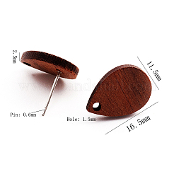 Coconut Brown Wood Stud Earring Findings&nbsp;EJEW-CJC0001-10