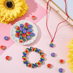40Pcs Pride UV Plating Rainbow Iridescent Acrylic European Beads&nbsp;MACR-SC0002-66