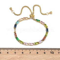 Rectangle 304 Stainless Steel Glass Slider Bracelets&nbsp;BJEW-D456-07G-01