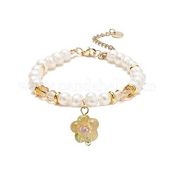 4Pcs 4 Color Lampwork Flower Charm Bracelets Set&nbsp;BJEW-TA00177