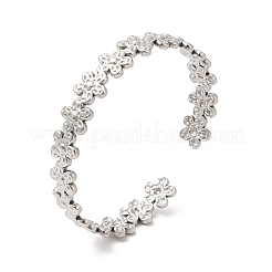 Non-Tarnish 304 Stainless Steel Flower Wrap Cuff Bangles for Women&nbsp;BJEW-L682-013P