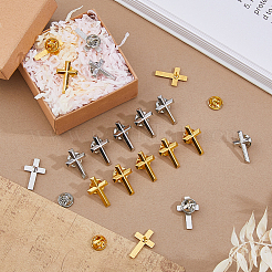 50Pcs 2 Colors Religion Corss Alloy Lapel Pin Backs&nbsp;JEWB-FH0002-49