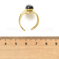 Natural Carnelian/Black Agate/Tiger Eye/Lapis Lazuli/Moss Agate Cuff Open Rings&nbsp;RJEW-JR01079-01