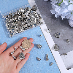 100Pcs 10 Styles Tibetan Style Alloy Beads Cone&nbsp;FIND-SP0001-69