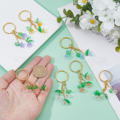 20Pcs 5 Colors Glass Keychain&nbsp;KEYC-FH00057